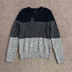 Ben Sherman Knit Space Dye Crew Neck Ribbed Trim Colorblock Sweater Mens S